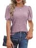 Tops de Manga Corta Acanalados Sueltos de Color Puro Casuales de Verano Nuevos Transfronterizos Europeos y Americanos para Mujer