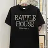 Camiseta Retro Americana de Manga Corta con Letras de Perlas para Hombres y Mujeres, Top Holgado de Media Manga de Moda Veraniego High Street para Parejas