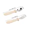 Conjunto de garfo e colher para crianças em aço inoxidável 304 de grau alimentício, utensílios de treinamento para comida de bebê, conjunto de colher cruzada anti-queimadura e anti-queda
