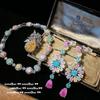 Margaret Rainbow Flower Gem Brincos Xinghe Brilhante 18K Banhado a Ouro Girassol Cor Tesouro Pulseira de Zircão