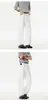 Jeans flare masculino para comércio exterior transfronteiriço para primavera e outono, estilo high street americano, legal e estiloso, caimento limpo, patchwork, calça de algodão reta que afina