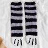 Calcetines de media pantorrilla para mujer de forro polar coral con garras de gato, calcetines para dormir sin pelusa, calcetines de confinamiento para el piso, engrosados para otoño e invierno