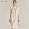 Bata de Noche de Seda Estilo Francés para Mujer de Primavera y Verano, Vestido Holgado y Cómodo de Seda 100% de Alta Gama, Bata para Estar en Casa