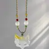 Collar de cuerda hecho a mano con colgante de máscara de zorro de diseño exclusivo, collar de moda de lujo