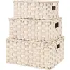 Caja de Almacenamiento de Ratán, Canasta de Ratán, Caja Organizadora, Canasta de Almacenamiento para Ropa, Caja de Almacenamiento con Tapa y Cerradura, Canasta de Almacenamiento de Mimbre, Canasta para Artículos Varios
