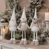 Nueva Muñeca de Pie Tejida de Navidad en Esquema de Colores Blanco y Marrón, con Piernas Largas Extensibles, Gnomo, Muñeco de Nieve, Reno Decoración Festiva