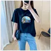 Camiseta C01 tamanho G regular feminina especial para corpo gordo 300kg gorda mm pode usar camiseta de manga curta estampada coreana versão coreana