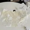 Calcinha Feminina de Seda Gelo com Bolinhas Estilo Doce para o Verão, Antibacteriana, Gancho Estendido, Cintura com Renda, Respirável, Cintura Média