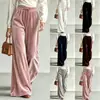 2026 Pantalones Casuales de Pierna Ancha para Mujer, Color Sólido, con Cordón y Bolsillos Dobles, Pantalones Largos de Cintura Alta, Otoño e Invierno, Transfronterizos Europeos y Americanos