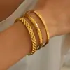 Pulsera de Acero de Titanio con Circonitas para Niñas, Joyería Abrible que no se Desvanece, Electrochapado al Vacío, Antidesvanecimiento, Juego de Tres Piezas 316L