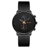 Procesamiento de fábrica personalizado exportación de comercio exterior explosiones moda dos ojos luna reloj de hombre reloj de hombre Milán con malla reloj de cuarzo