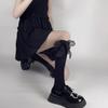 Menina japonesa organza fita arco laço JK meias de bezerro 120d veludo meias de meados da panturrilha Lolita