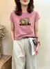 Camiseta de Algodón Acanalado Guangzhou Shisanxing de 220g para Mujer, Directo de Fábrica, Corte Entallado, Top de Manga Corta de Moda, Suministro Exclusivo Segunda Remesa de Verano