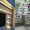 Estante de Almacenamiento con Luz LED de Aleación de Aluminio con Estantes de Vidrio, Estante de Exhibición para Zapatos y Bolsos, Estante de Pared con Luz, Estante de Pared para Vino