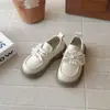 Zapatos de cuero de color liso estilo británico para niños, nueva colección primavera/otoño 2026, zapatos de actuación con lazo y ribete de encaje para niñas