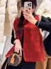 Nuevo Chaleco Jacquard Rojo Estilo Chino para Mujer Estilo Invierno 2025 Estilo Nacional Cálido y Versátil Saludos de Año Nuevo Chaqueta sin Mangas de Alta Gama