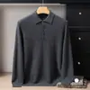 Nuevo Suéter 100% Cachemir Puro para Hombre Cuello Polo Cuello Camisa Prenda Interior Holgado Negocio Suéter Tejido Talla Grande