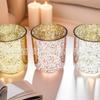 Fabricante Hongyu Personalizado Copo de Vela Prata Quebrada Vidro para Aromaterapia Redondo Suporte de Vela de Vidro Colorido Spray