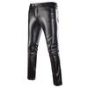 Cross-border Novo Europeu e Americano Punk Plus Size Masculino Apertado Elástico Adolescente Cintura Baixa Personalizado Moda Casual Couro Calças da Moda