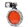 Válvula Borboleta Pneumática para Pó V2FS Flange Única/Dupla Liga de Alumínio Placa Estação de Descarga e Mistura de Pó de Cimento DN100-600