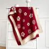 Bufanda Chal Jacquard Floral de Camelia Simple y Lujoso, Imitación Cachemir, Engrosado, Cálido, con Borlas, Producto para Transmisión en Vivo