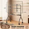 Soporte de TV de suelo retro de hierro forjado móvil con ruedas universales silenciosas para sala de estar, dormitorio o sala de conferencias, no requiere perforación, altura ajustable