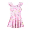 Traje de baño dulce y lindo para niñas, moderno vestido de baño de una pieza con estampado de cerezas y lazo, Traje de baño para niños pequeños y medianos