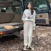 [Oferta Especial] Pantalones casuales de otoño e invierno para mujer, tiro alto, elásticos, pierna recta, pantalones de caída estilo japonés, cálidos y con forro de polar