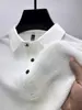 Camisa Polo de Cor Sólida Manga Curta Slim Fit Versátil Gola Top Camiseta Masculina Verão 2025 Moda Moda Lapela Casual