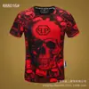 Estilo Europeo y Americano Nueva Camiseta Casual para Hombre con Impresión 3D de Alta Calidad de Cabeza de Fantasma con Llamas