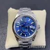 Marca Independiente Zf Factory Skywalker Navigator Esfera Azul Suizo 9001 Doble Zona Horaria 42mm Mecánico Reloj para Hombre Reloj