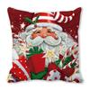 Nueva funda de almohada navideña con diseño de Papá Noel, de lino, súper suave, con borde cruzado.