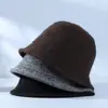 Sombrero de Pescador Minimalista Tejido Estilo Japonés que Hace que la Cara Parezca Más Pequeña, Sombrero de Cubo Versátil para Mujer en Otoño e Invierno, Elegante Sombrero Cálido con Lazo, Moderno