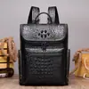 Piel de Vaca Patrón de Cocodrilo Piel Genuina Mochila para Hombre Bolso para Hombre Casual Moda Moda Mochila de Viaje de Piel de Vaca para Hombre
