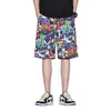Shorts de Grafite Masculino Verão Fino Seda de Gelo Calça de Praia Tamanho Grande Calça Floral Marca Tendência Esportes Hip-Hop Basquete Calça de Cinco Pontos