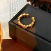 Anillo Abierto Redondo Corazón Vintage, Anillo Versátil de Dedo Índice Retro a la Moda, Joyería de Nicho de Alta Gama