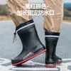 Botas de lluvia cortas para hombre, impermeables, con puños elásticos, forradas de polar, botas de trabajo duraderas, botas de agua antideslizantes para exteriores, botas de pesca