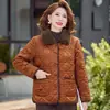 Jaqueta de Algodão Nova para Outono e Inverno da Mamãe com Gola de Pelo Espessa Jaqueta de Algodão Acolchoada de Lapela para Mulheres de Meia-idade e Idosas Roupas Quentes de Algodão com Pelúcia