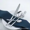 Juego de 4 piezas y juego de 24 piezas de cubiertos de acero inoxidable 430 con mango cuadrado, tenedor, cuchillo y cuchara, estilo occidental engrosado, juego de vajilla, venta al por mayor
