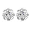 Aretes de flor Yongsheng para mujer, dulces y lindos, con micro incrustaciones de circonita, aretes de pétalo hueco, corazón de niña, estilo coreano, aretes de flor