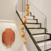 Estilo Zen Chino Bambú Creativo Lámpara Colgante de Línea Larga Doble Edificio Loft Casa de Huéspedes Apartamento Sala de Té Escalera Lámpara Colgante Hueca