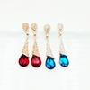 Brincos Longos de Cristal Gota de Água Distintos Estilo Novo Coreano Moda Feminina Distintos Versátil Brincos de Pedras Preciosas Cravejados de Diamantes