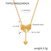 Pingente de Joia Personalizado Estilo Simples Chique Coração Franja Textura Laço Conjunto de Joias Versátil Nicho Aço Titânio