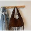 Bolsa de Ombro Transfronteiriça Estilo Preguiçoso Grande Capacidade com Franjas para Mulheres Estilo Coreano Design de Nicho Casual Tendência Bolsa Tote