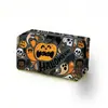Bolsa de Maquillaje con Estampado de Gato Negro Calabaza Murciélago de Halloween Bolso de Almacenamiento con Cremallera Beige Retro Estuche para Bolígrafos de Estudiante
