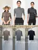 Tejido de Lana sin Costuras para Mujer Nuevo Estilo Cuello Redondo Manga Larga Tejido de Cachemira y Lana Cuello Alto Delgado Camisa Base
