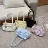 Bolsa de Mão Feminina Plissada Fashion Estilo Coreano 2026 Nova Estampa Floral Bolsa de Ombro Moda Bolsa Transversal