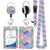 Portatarjetas temático del Día de la Enfermera con estampado, superventas transfronterizo de Amazon, con hebilla retráctil adhesiva, portatarjetas de insignia de poliéster con cordón