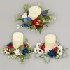 Porta-Velas Flor de Margarida Artificial para Dia da Independência Transfronteiriço Anel de Vela Decoração de Mesa de Jantar em Casa Festa de Feriado Ornamento