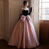 Vestido de Noite Tomara que Caia Estilo Francês Aniversário Cerimônia Adulta Vestido de Banquete Cetim Elegante Vestido de Noite Estilo Hepburn Sofisticado para Mulheres